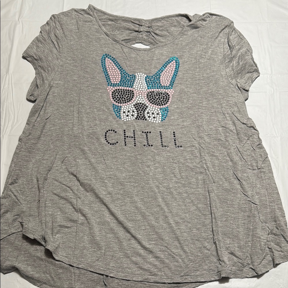 Justice Gray T-Shirt with Dog and Chill Design Plus 20